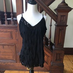 🎉Sequin Trimmed Black Top